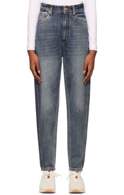 Brunello Cucinelli Blue 'The High Waist Curved' Jeans