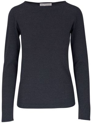 Brunello Cucinelli boat-neck knitted top - Blue