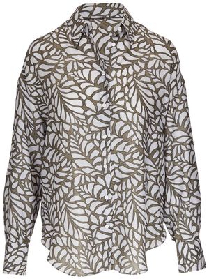 Brunello Cucinelli botanical-print silk shirt - Green