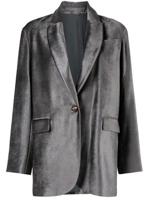 Brunello Cucinelli boxy velvet blazer - Grey