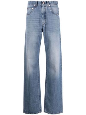 Brunello Cucinelli boyfriend bleach-effect jeans - Blue