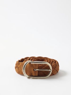 Brunello Cucinelli - Braided Leather Belt - Mens - Dark Brown