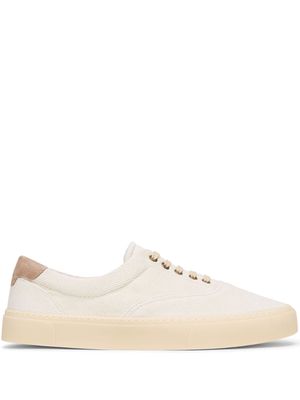 Brunello Cucinelli branded heel-counter cotton sneakers - Neutrals