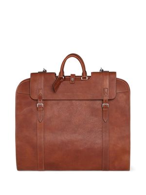 Brunello Cucinelli buckle-fastened leather garment bag - Brown