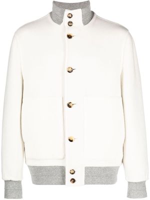 Brunello Cucinelli button-fastening cashmere bomber jacket - White