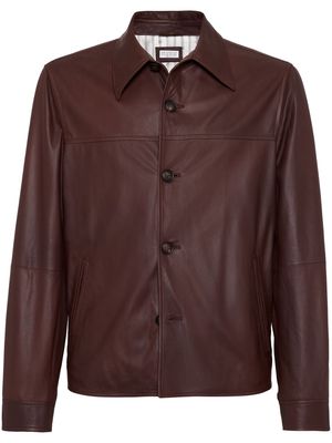 Brunello Cucinelli button-front leather jacket - Brown