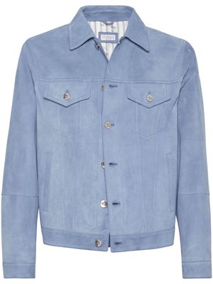 Brunello Cucinelli button-front suede jacket - Blue