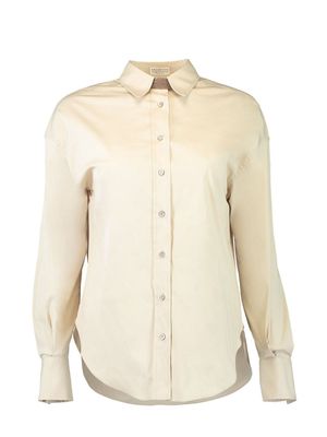 Brunello Cucinelli button-up cotton-blend shirt - Neutrals