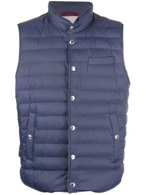 Brunello Cucinelli button-up padded gilet - Blue