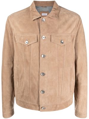 Brunello Cucinelli button-up suede jacket - Brown