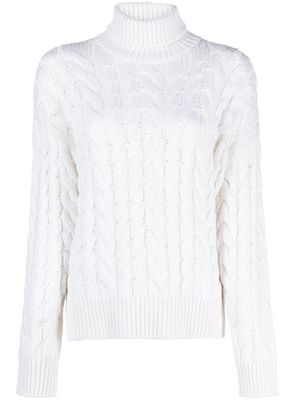 Brunello Cucinelli cable-knit cashmere-silk jumper - White