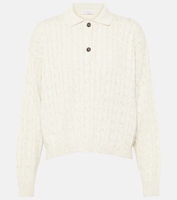 Brunello Cucinelli Cable-knit cotton-blend polo sweater