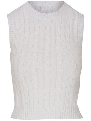 Brunello Cucinelli cable-knit cotton-blend vest - White