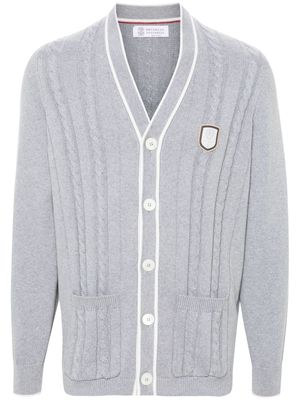 Brunello Cucinelli cable-knit cotton cardigan - Grey