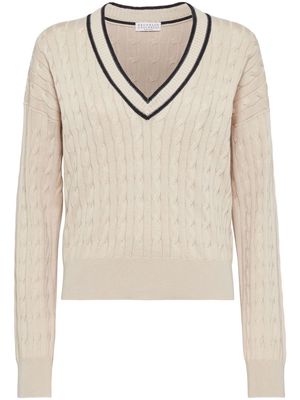 Brunello Cucinelli cable-knit cotton jumper - Neutrals