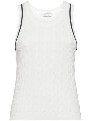 Brunello Cucinelli cable-knit cotton top - White