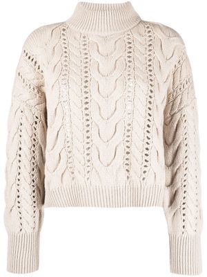 Brunello Cucinelli cable-knit mock neck jumper - Neutrals