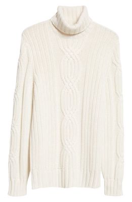 Brunello Cucinelli Cable Stitch Cashmere Turtleneck Sweater in C2723 White