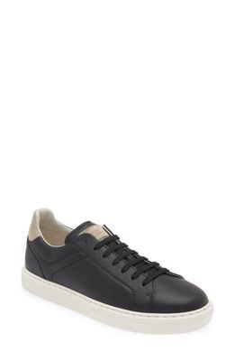 Brunello Cucinelli Calfskin Low Top Sneaker in Cim31 Black