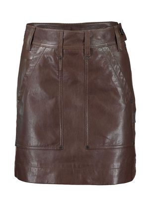 Brunello Cucinelli cargo leather miniskirt - Brown