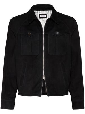 Brunello Cucinelli cargo-pocket panelled suede shirt jacket - Black