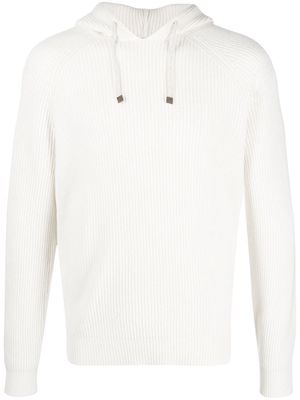 Brunello Cucinelli cashmere knitted hoodie - White
