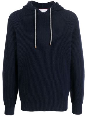 Brunello Cucinelli cashmere long-sleeve hoodie - Blue