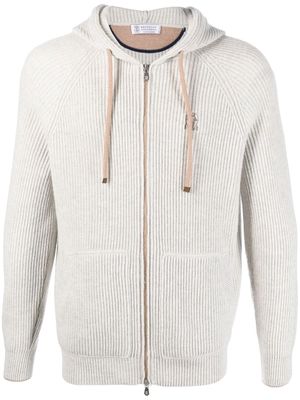 Brunello Cucinelli cashmere zip-up hoodie - Grey