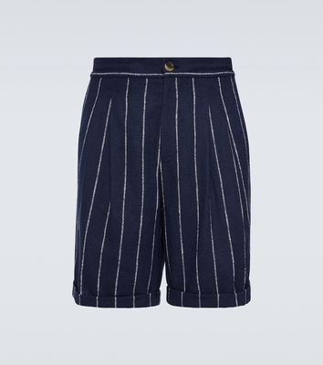 Brunello Cucinelli Chalk stripe linen, wool, and silk-blend shorts