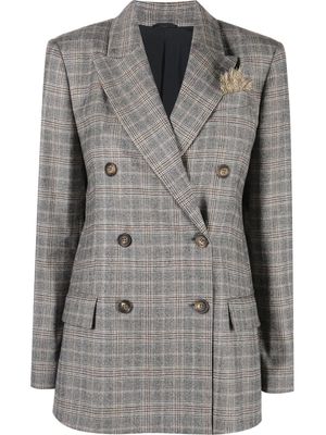 Brunello Cucinelli check-pattern double-breasted blazer - Neutrals