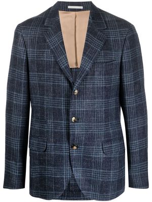 Brunello Cucinelli check-pattern suit jacket - Blue