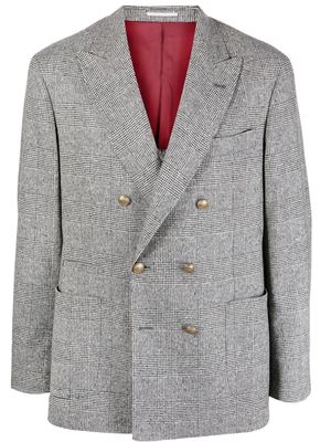 Brunello Cucinelli check-print double-breasted blazer - Grey