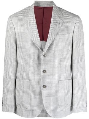 Brunello Cucinelli checked linen-blend blazer - Grey