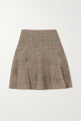 Brunello Cucinelli - Checked Wool And Alpaca-blend Mini Skirt - Brown