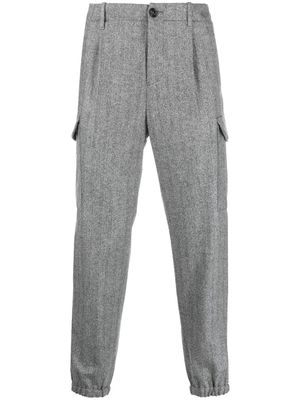 Brunello Cucinelli chevron-knit zipped-ankles trousers - Grey