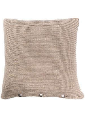 Brunello Cucinelli chunky-knit button-up cushion - Brown