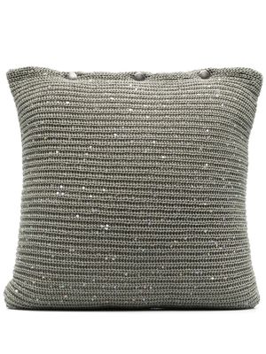 Brunello Cucinelli chunky-knit button-up cushion - Green