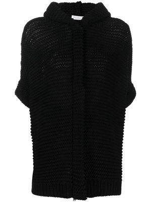 Brunello Cucinelli chunky-knit short-sleeve hoodie - Black