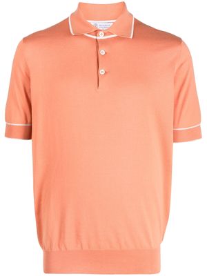 Brunello Cucinelli contrast-trim cotton polo shirt - Orange