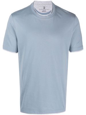 BRUNELLO CUCINELLI contrast-trim short-sleeve T-shirt - Blue