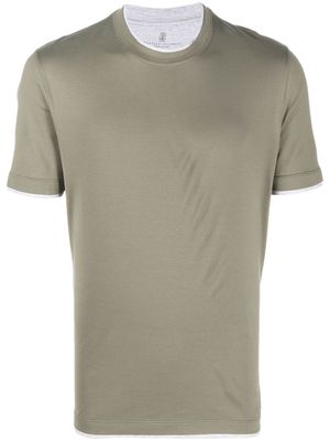 BRUNELLO CUCINELLI contrast-trim short-sleeve T-shirt - Green
