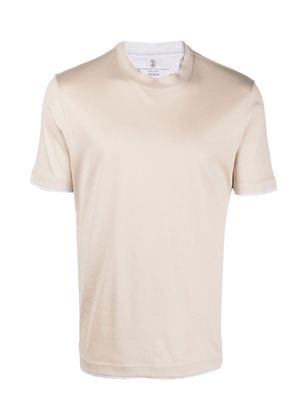 BRUNELLO CUCINELLI contrast-trim short-sleeve T-shirt - Neutrals