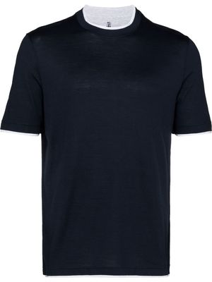 Brunello Cucinelli contrast-trim T-shirt - Blue