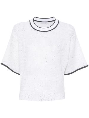Brunello Cucinelli contrasting-border knitted top - White