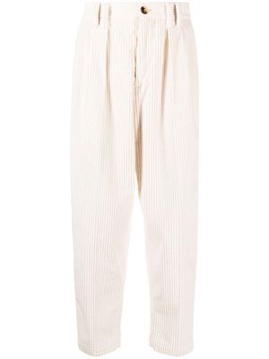 Brunello Cucinelli corduroy tapered cotton trousers - White