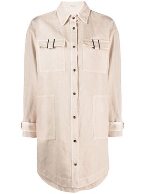 Brunello Cucinelli cotton and linen oversized shirt - Neutrals
