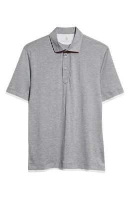 Brunello Cucinelli Cotton & Silk Jersey Polo in Cnz17 Grigio/Off White