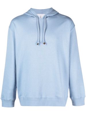 Brunello Cucinelli cotton-blend drawstring hoodie - Blue