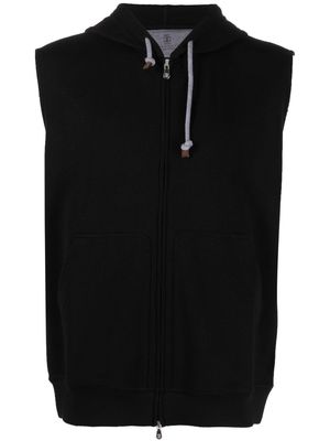 Brunello Cucinelli cotton-blend hooded vest - Black