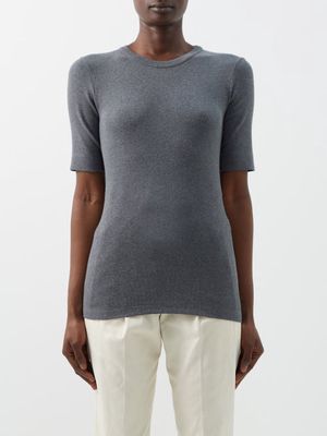 Brunello Cucinelli - Cotton-blend Jersey T-shirt - Womens - Dark Grey